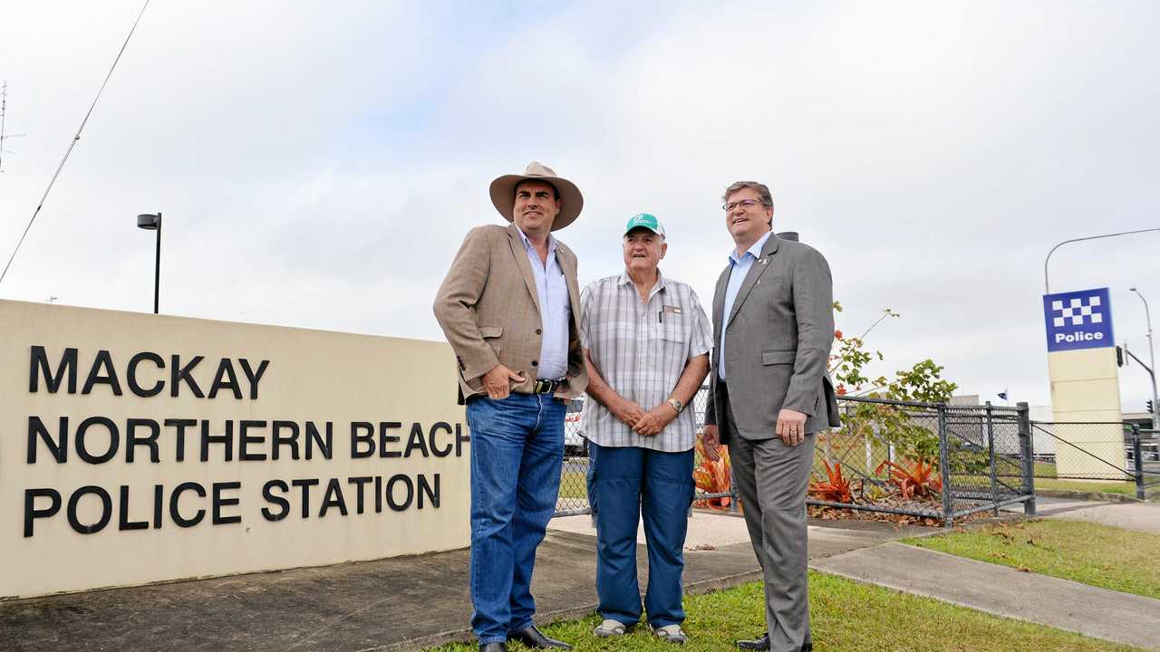 Northern Beaches Neighbourhood watch. Jason Costigan MP, Ken Rehbein and Shadow Police minister Trevor Watts. Picture: Stuart Quinn