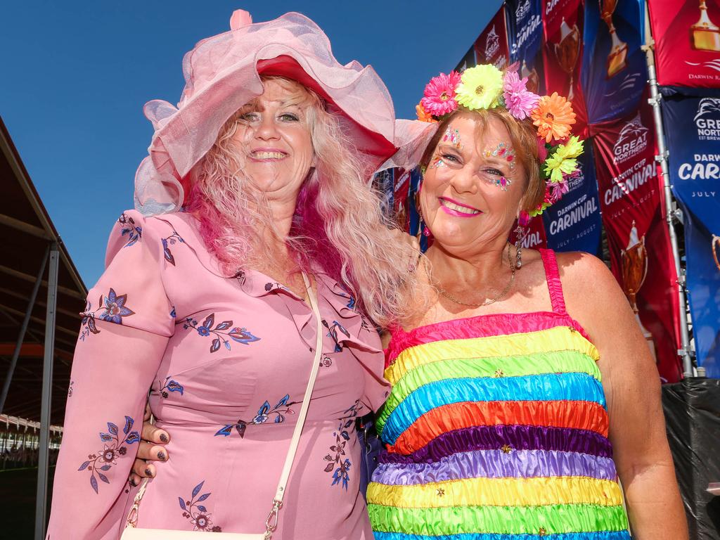 Ingrid Laudzevics (L) and Sharon Morcomb at Bridge Toyota Ladies Day . Picture GLENN CAMPBELL