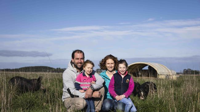 Kate and Mark Wheal, with their two daughters, Lily and Willow. Picture: Nicole Cleary