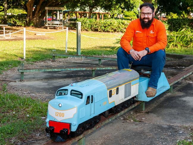 Simon Hamelink can trace his interest in miniature trains back to the look of pure joy on his children’s faces over the tiny locomotives. Picture: Michaela Harlow