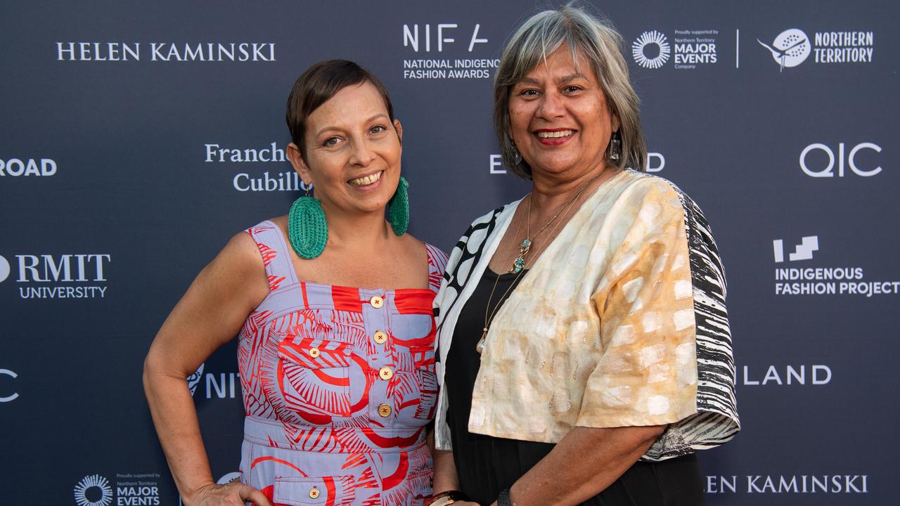 Simone Arnol and Ursula Raymond Chair of DAAF at the 2024 National Indigenous Fashion Awards (NIFA). Picture: Pema Tamang Pakhrin