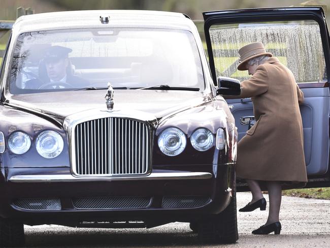 Queen Elizabeth pictured leaving a morning church service at St Mary Magdalene in Sandringham. Picture: Joe Giddens/AP