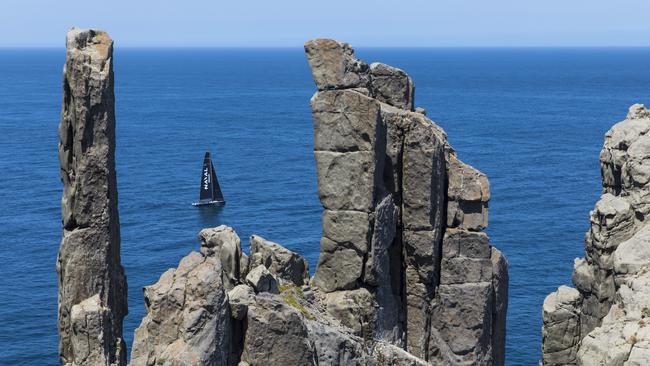 A yacht on the approach to the finish back in 2019.