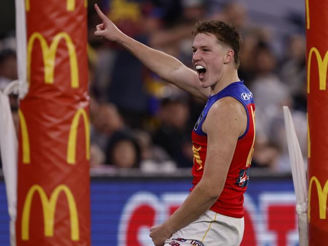 Logan Morris is eager to build on a memorable debut AFL season. Picture: Darrian Traynor/AFL Photos/via Getty Images