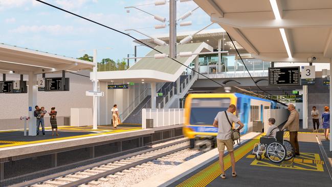 An artist’s impression of the new Union Station, which will replace the current Mont Albert and Surrey Hills stations.