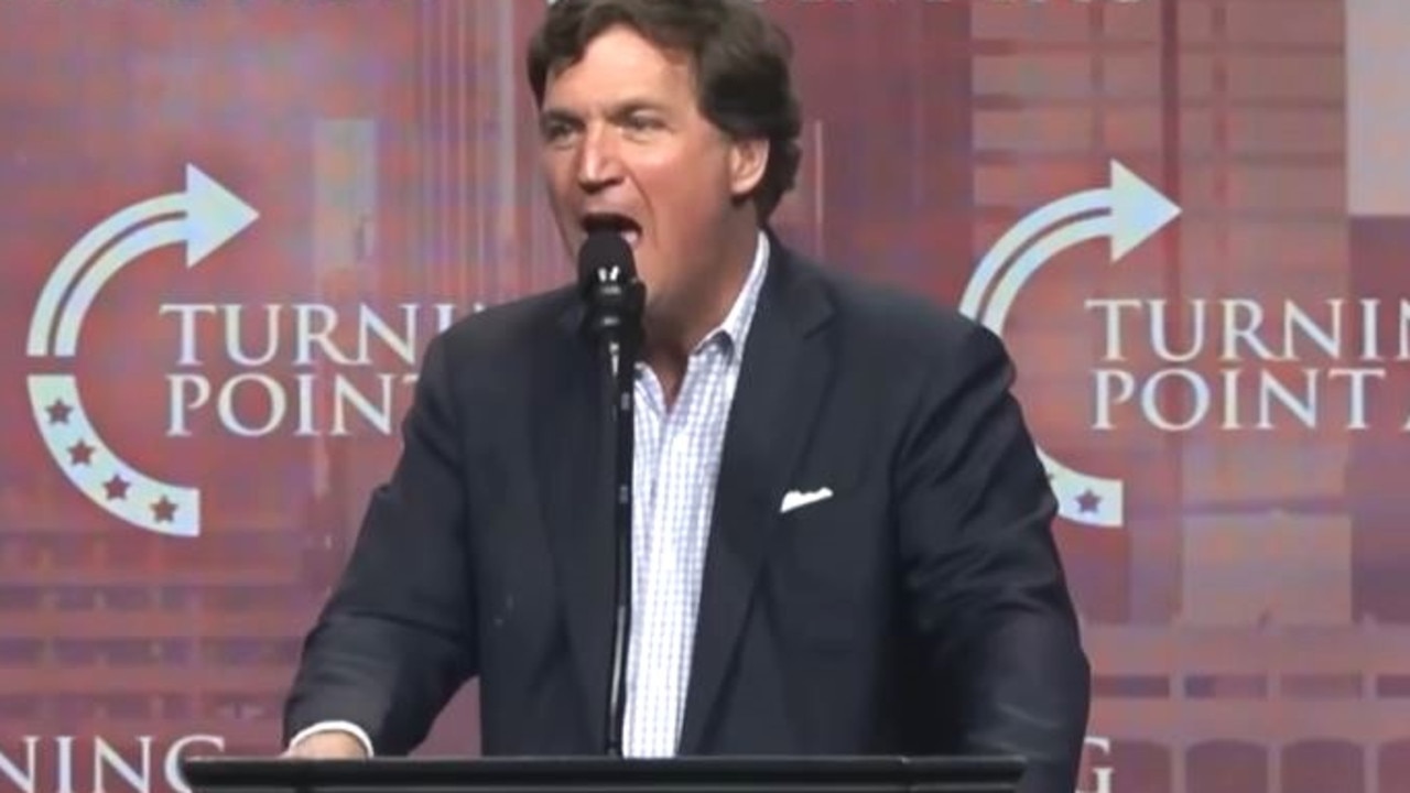 Tucker Carlson speaking to a crowd of Trump supporters about the spanking of teenage girls and whatnot.