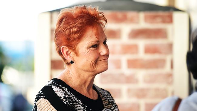 Pauline Hanson in Townsville to endorse her One Nation Candidate for Thuringowa, Troy Thompson. Picture: Alix Sweeney