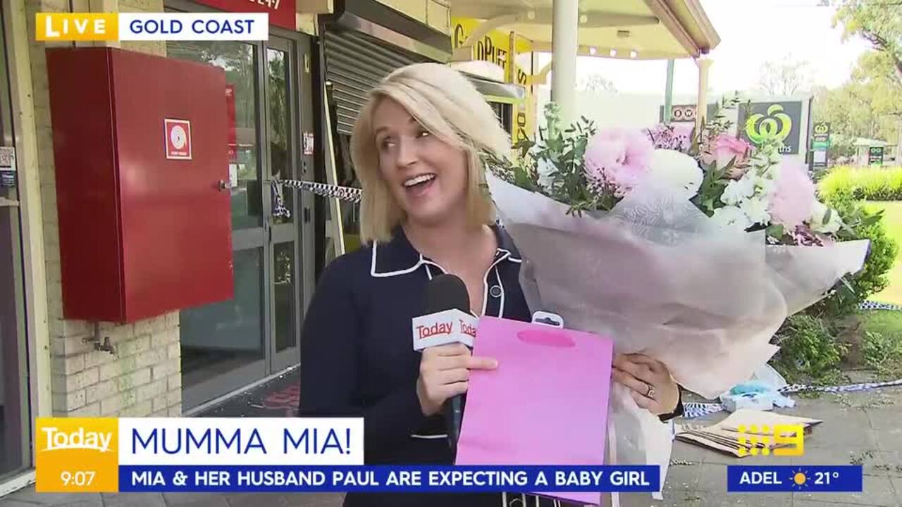 Mia Glover’s unconventional farewell: Pregnant QLD newsreader bids goodbye in front of crime scene