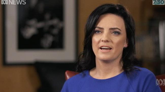 Emma Husar speaks to Leigh Sales. Picture: ABC via AAP.