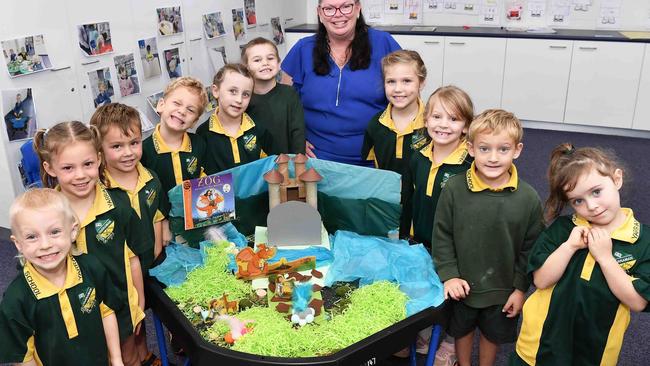 Yarraman State School Preps. Leon, Abigail, Sonny, Jakob, Jayden, Ruby, Jade, Breeanna, Jameson, Kenzie, (Holly, absent) Teacher, Meaghan Ballard. Picture: Patrick Woods.