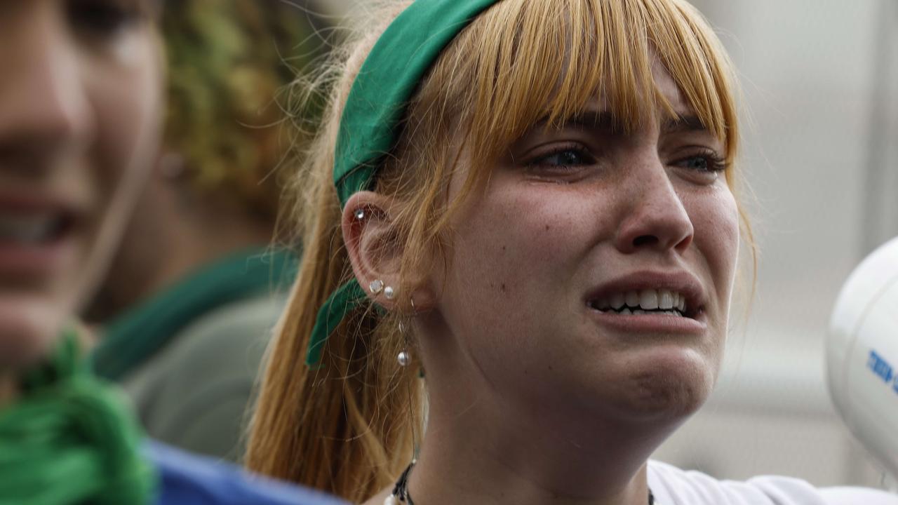 A distressed activist outside the Supreme Court. Picture: Anna Moneymaker/Getty Images/AFP