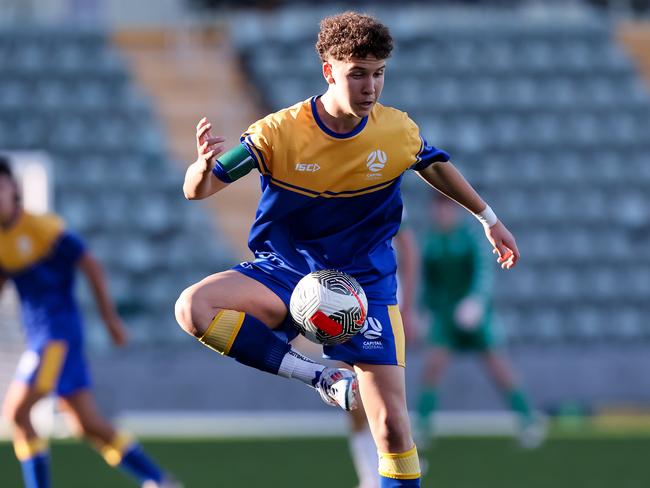 Jul 16: Match action in the 2024 National Youth Championships U16 Boys between Queensland Maroon and Capital Football at Win Stadium (Photos: Damian Briggs/Football Australia)