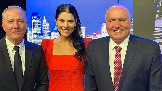 Tanya Raffoul with former NSW Police Commissioner Mick Fuller and Western Sydney Minister David Elliott. Picture: Instagram