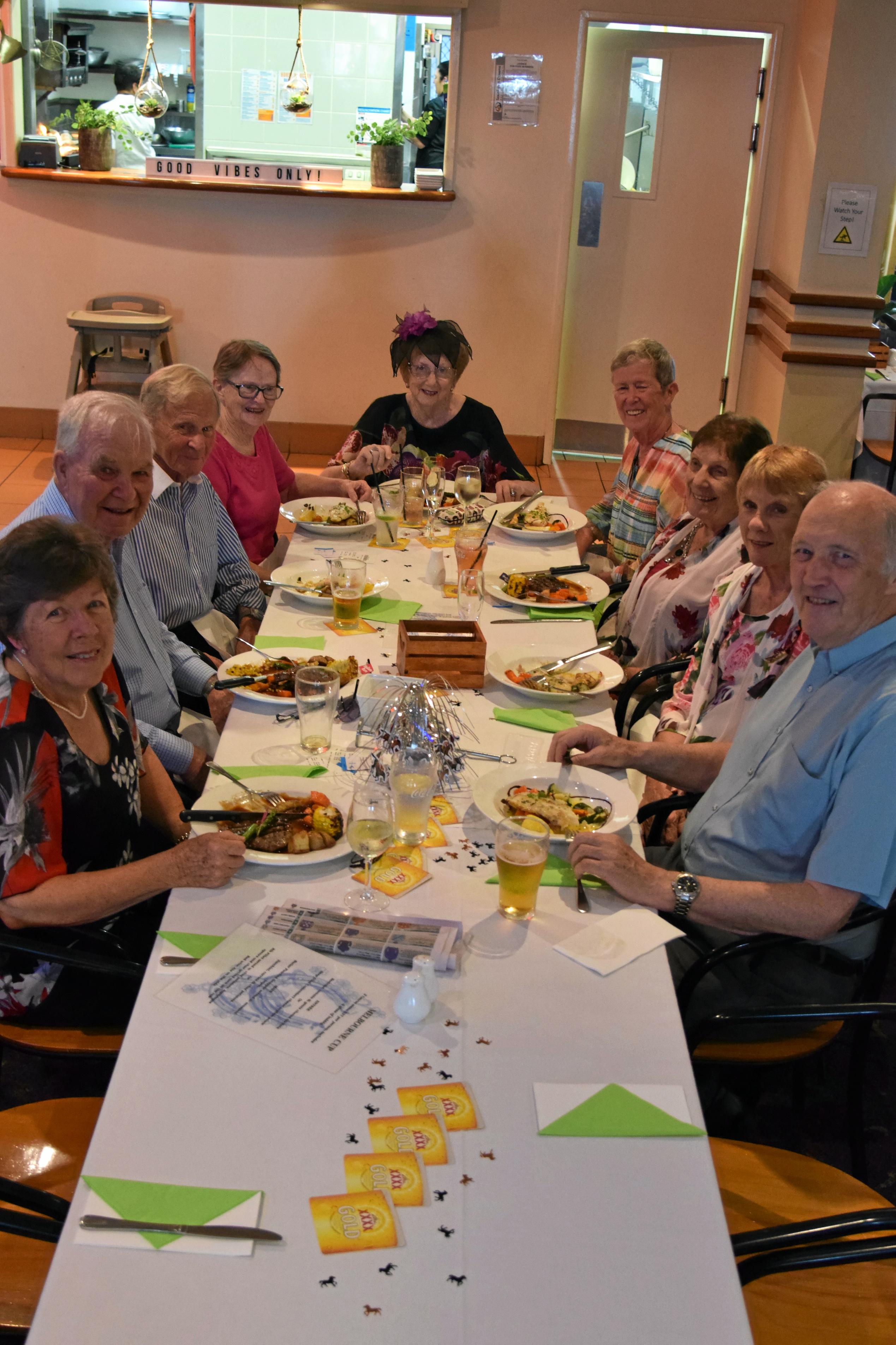 Judy and Doug Scott, Dennis and Marg Hope, Fay Wickham, Val Dayus, Dorothy Gartery, Gail Dowe and George Dayus. Picture: Michael Nolan