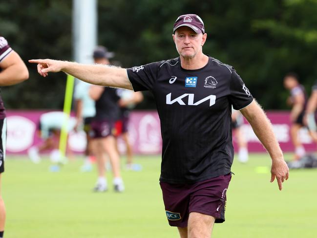 Broncos coach Michael Maguire vowed to find the salary-cap space to keep the champion skipper. Picture: Tertius Pickard