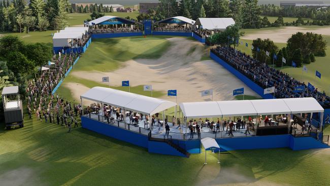 A render of the new-look 17th hole at Royal Queensland for the 2023 PGA Championship. Supplied: PGA Australia