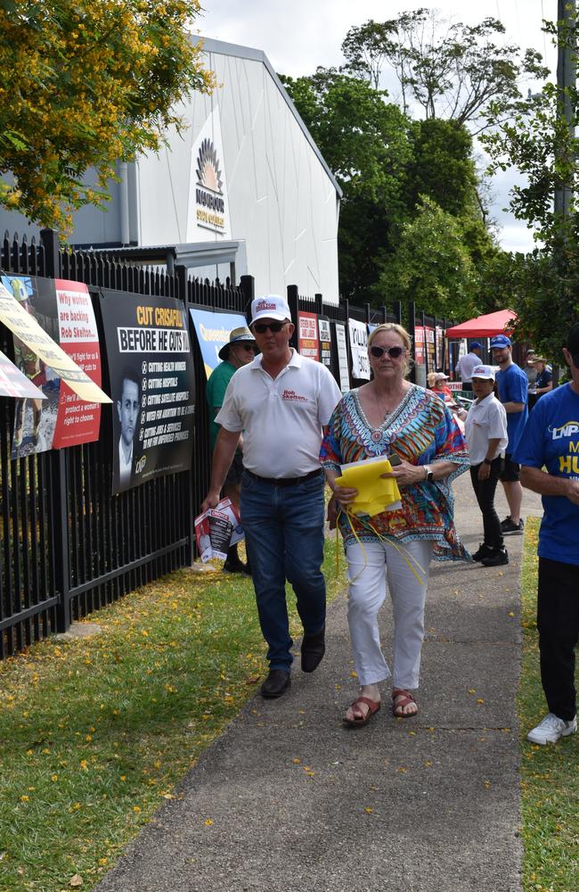 Labor candidate for Nicklin Rob Skelton at the polling booth at Nambour State College.