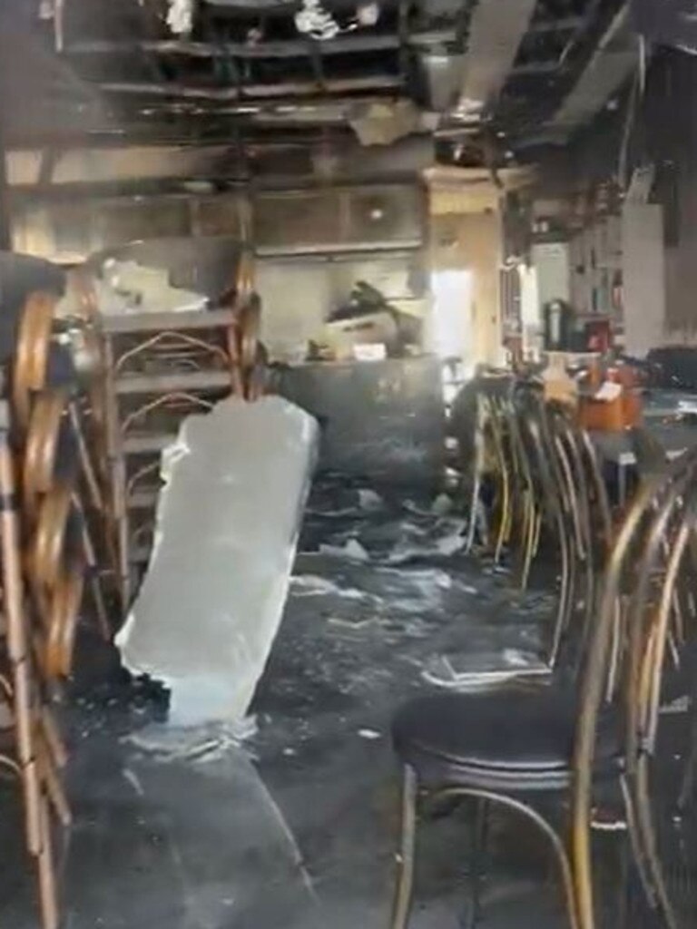 Damage inside the popular Saray Kebab House Restaurant and Cafe. Picture: Charlie Dadds