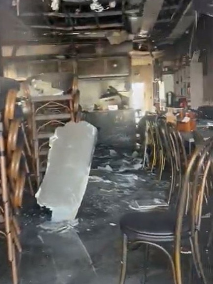 Damage inside the popular Saray Kebab House Restaurant and Cafe. Picture: Charlie Dadds