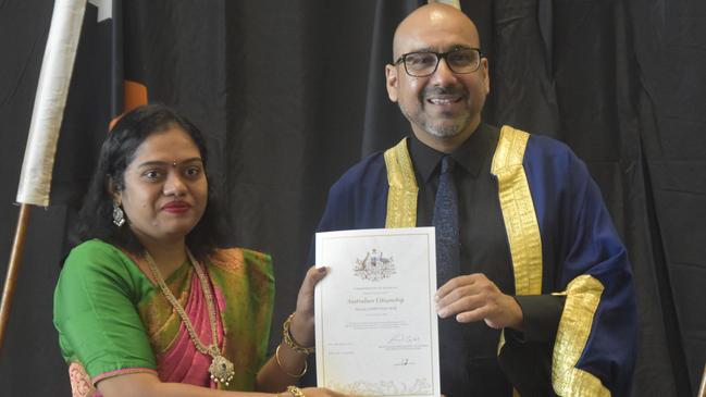 Shanthi Sampathkumar, from India, became an Australian citizen on Australia Day. Picture: Sierra Haigh