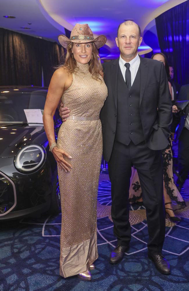 Emma Salerno & Cliff Savala arriving at the Kollosche People's Ball at The Star. Picture: Glenn Campbell