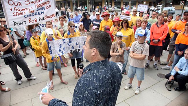 Teachers in a previous rally against education program cuts in Adelaide.