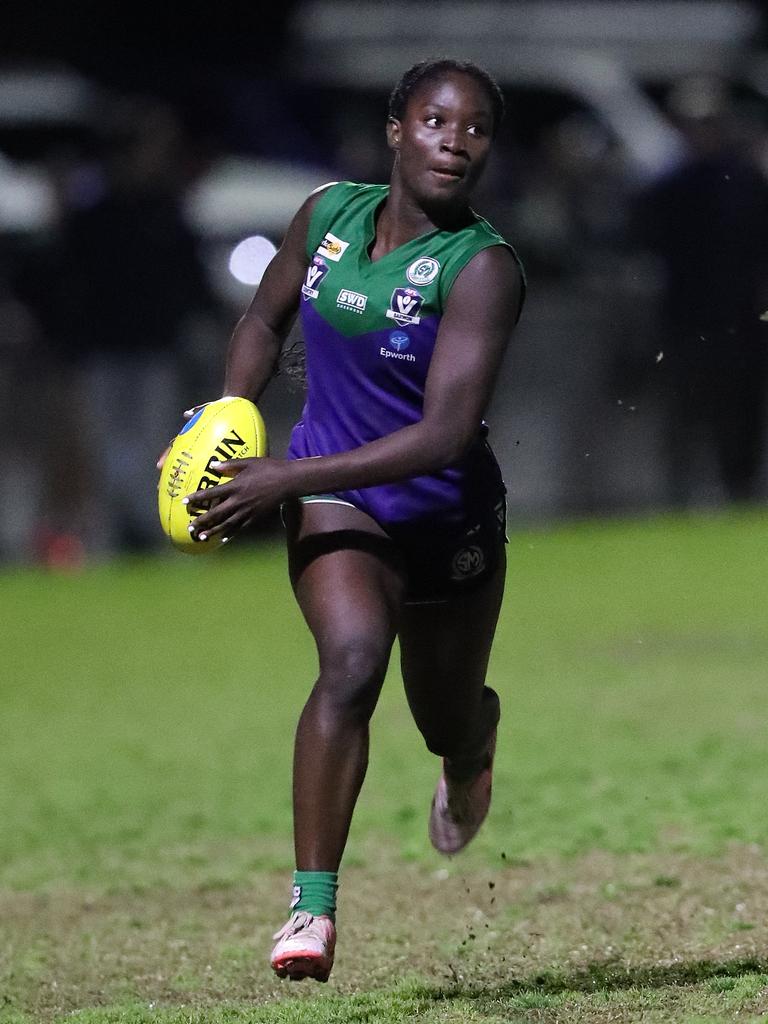 Rebecca Clottey bursts forward for St Mary’s in their U19 premiership win in 2024. Picture: Alan Barber