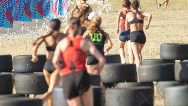 Part of the cross country course involved dodging tyres.