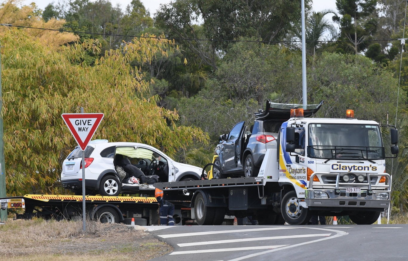 Two vehicle crash at the intersection of Thomas St, Howard and the Bruce Highway.