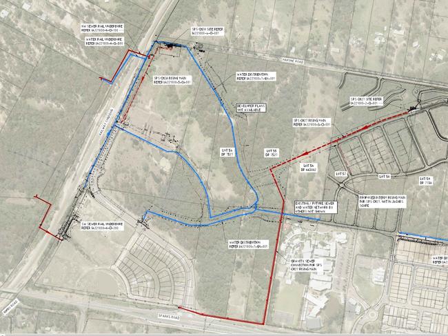 Site map of the Warnervale water and sewage infrastructure.