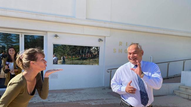 Gold Coast Mayor Tom Tate meeting Nicolle Archer back in 2020.