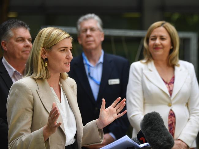 Health Minister Shannon Fentiman speaking in Townsville on Thursday. Picture: Evan Morgan.