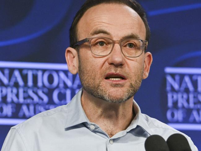 CANBERRA, Australia - NewsWire Photos - August 28, 2024: Adam Bandt, Australian Greens Leader addresses the National Press Club of Australia in Canberra on "The Greens' plan to take on corporate greed and build a better life for all of us". Picture: NewsWire / Martin Ollman