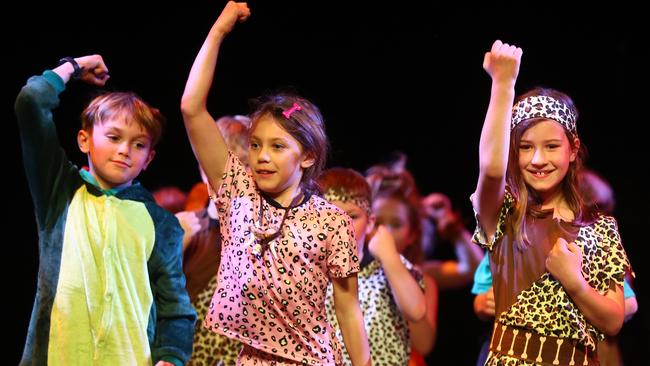 Anglesea Primary School students performing at the Geelong Schools Music and Movement Festival. Picture: Alison Wynd