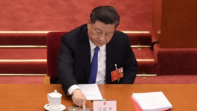 China's President Xi Jinping voting on a security law on Hong Kong. Picture: Nicolas Asfouri/AFP