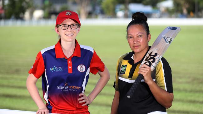 Mulgrave captain Soraya Houghton and Norths captain Paula Fabila ahead of the Cricket Far North Ladies grand final, to be held at Walker Road Sports Precinct on Sunday. Picture: Stewart McLean