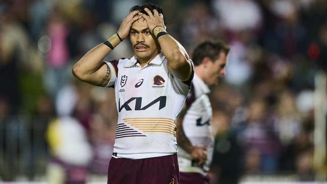 Brendan Piakura of the Broncos looks dejected after the loss to Manly. (Photo by Brett Hemmings/Getty Images)