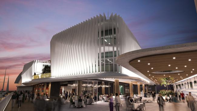 An image of the proposed $30 million Great Barrier Reef House development planned for the former marine park offices and arcade on Ross Creek in Townsville.
