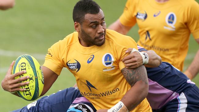 Samu Kerevi for Brisbane. The National Rugby Championship, Brisbane vs Melbourne at Ballymore. Pic Jono Searle.