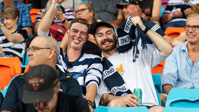 Fans at the Gold Coast Suns vs Geelong Cats Round 10 AFL match at TIO Stadium. Picture: Pema Tamang Pakhrin