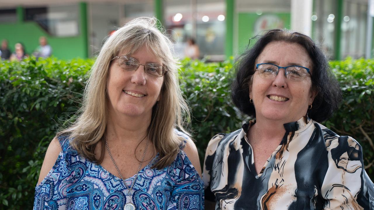 Kerrie Falzon and Gina Godden John came down to enjoy Buskers on Mary in Gympie. August 18, 2023. Picture: Christine Schindler