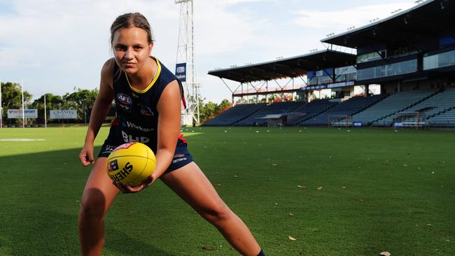 Adelaide Crows player Danielle Ponter in Darwin earlier this year. Picture: Keri Megelus