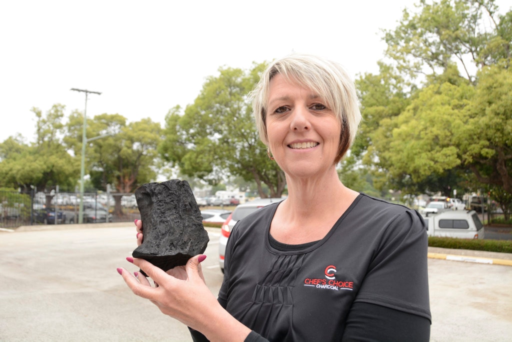 BLACK GOLD: Charleville woman Leannda Dierke has launched Chef's Choice Coal in Toowoomba with restaurateurs Adnun and Albab Khan, and the product is already in some of the city's best eateries. Picture: Tom Gillespie
