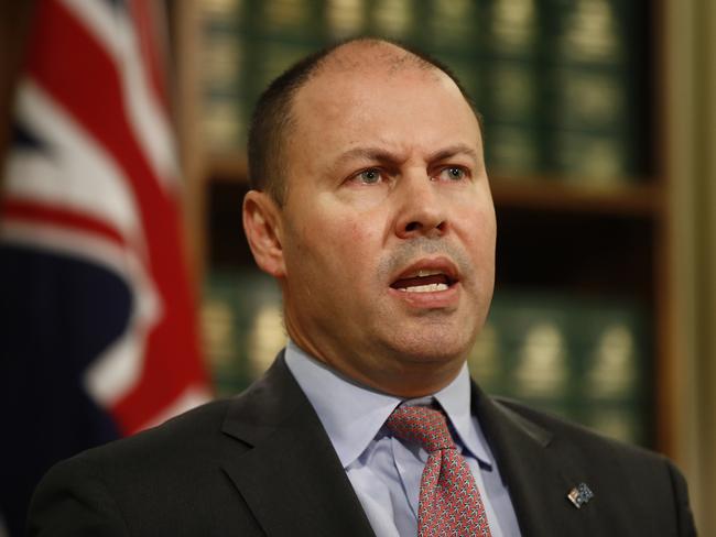 MELBOURNE, AUSTRALIA - NCA NewsWire Photos November 20, 2020:  Treasurer Josh Frydenberg speaks to the media during a press conference in Melbourne, Victoria. Picture: NCA NewsWire / Daniel Pockett