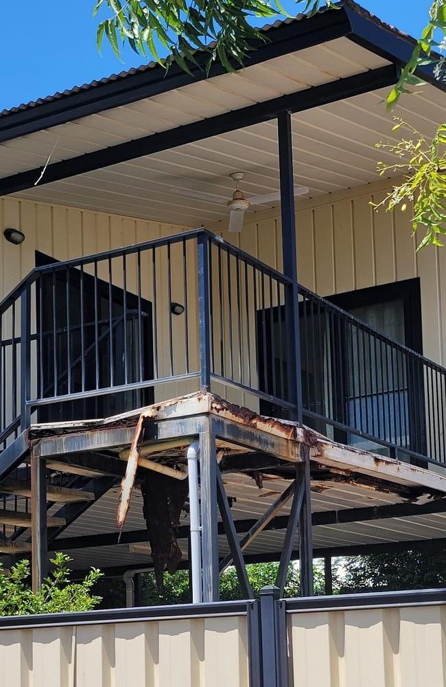 The house was one of 18 built in the suburb of Bellamack, Palmerston, as part of a Northern Territory Government affordable housing scheme. Picture: Matt Cunningham