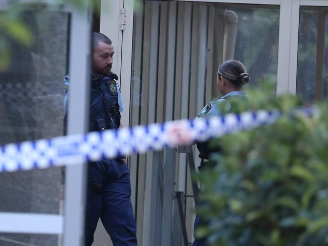 Police continued investigations outside the apartment today. Picture John Grainger