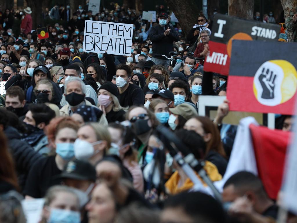 Black Lives Matter protest in Sydney in June. Picture: David Swift