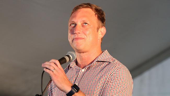 Queensland Deputy Premier Steven Miles called Prime Minister Scott Morrison “a c*** — contrast” on stage at the Labour Day March in Brisbane. Picture: Liam Kidston