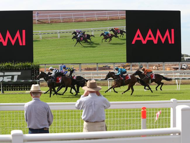 Lights, cameras, action: The new super screen at Eagle Farm. Picture: Annette Dew