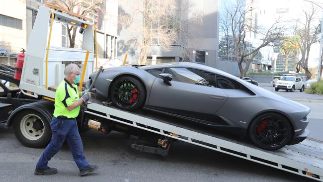 The 2015 grey Lamborghini Huracan coupe — which retails for close to $500,000. Picture: Alex Coppel